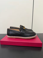 Valen Palm Avenue Loafer Black Raffia Calfskin 619036