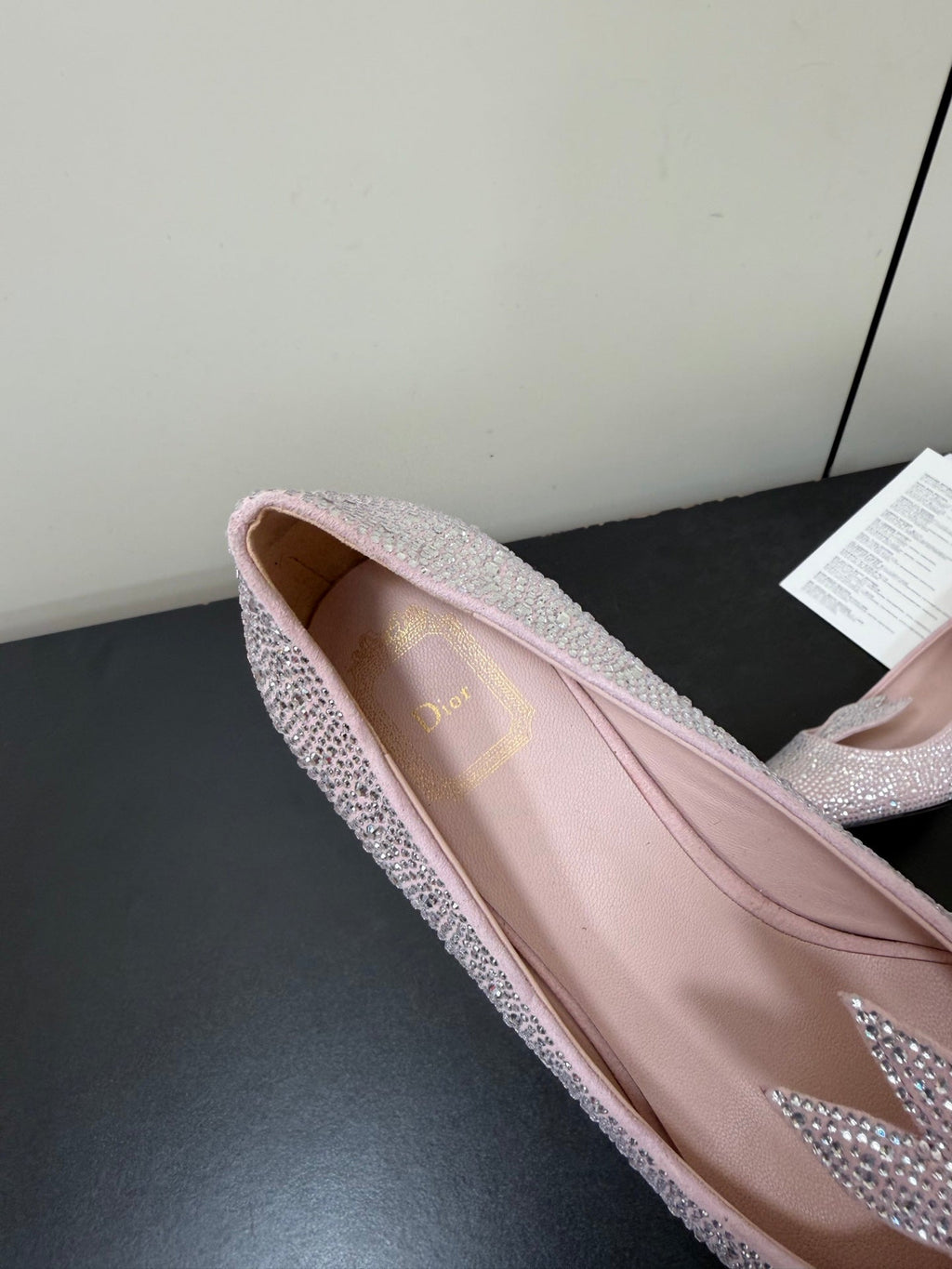 CD Heel Pointed Toe Rhinestone Slingback 3.5 Pink Suede 619565