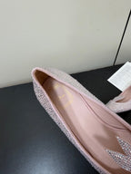 CD Heel Pointed Toe Rhinestone Slingback 3.5 Pink Suede 619565