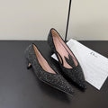 CD Heel Pointed Toe Rhinestone Slingback 3.5 Black Suede 619567