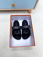 HM Chypre Sandal In Black Cowhide And Suede  968869