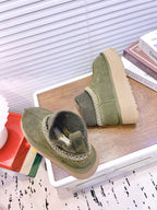 UGG Tazz Platform Boots Olive Green Frabic Suede 512864