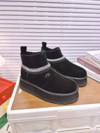 UGG Tazz Platform Boots Black Frabic Suede 512865