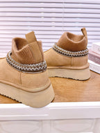 UGG Tazz Platform Boots Light Brown Frabic Suede 512867