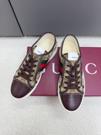 GG Tennis 1977 Sneakers Chocolate Beige Canvas Leather 788210