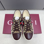 GG Tennis 1977 Sneakers Chocolate Beige Canvas Leather 788210