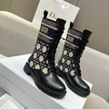 CD D-Major Ankle Boot In Charcoal Blue Mix Black Denim Fabric And Lambskin 107723