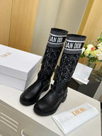 D-Major Boot In Black Denim Fabric And Lambskin 107716