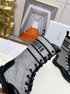 CD D-Major Ankle Boot In Grey Mix Black Denim Fabric And Lambskin 107724