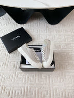 CC Low Sneaker 35mm White Grey Textile Fabric And Lambskin