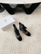 CD Naughtily-D Heeled Ankle Boot Black Transparent Mesh Butterfly And Suede