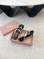Miu Mary Jane Mule Pumps In Black Glossy Sheepskin