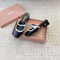 Miu Mary Jane Mule Pumps In Black Glossy Sheepskin