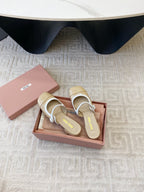 Miu Mary Jane Mule Pumps In Beige Glossy Sheepskin