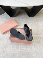 Miu Thong Sandals In Black Lambskin With Silver Buckle