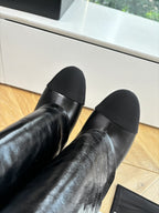 CC 25 High Boot Black Aged Calfskin Grosgrain 430338