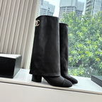 CC 25 High Boot Black Calfskin Grosgrain 430335