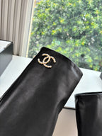 CC 25 High Boot Black Calfskin Grosgrain 430335