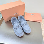 Miu Logo Loafer Light Blue Suede 693516