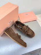 Miu Logo Loafer Coffee Suede 693519