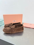 Miu Logo Loafer Coffee Suede 693519
