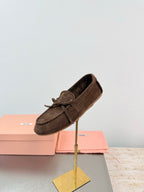 Miu Logo Loafer Coffee Suede 693519