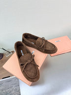 Miu Logo Loafer Coffee Suede 693519