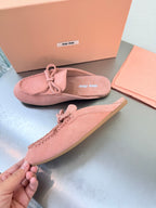 Miu Logo Mule Pink Suede 693521