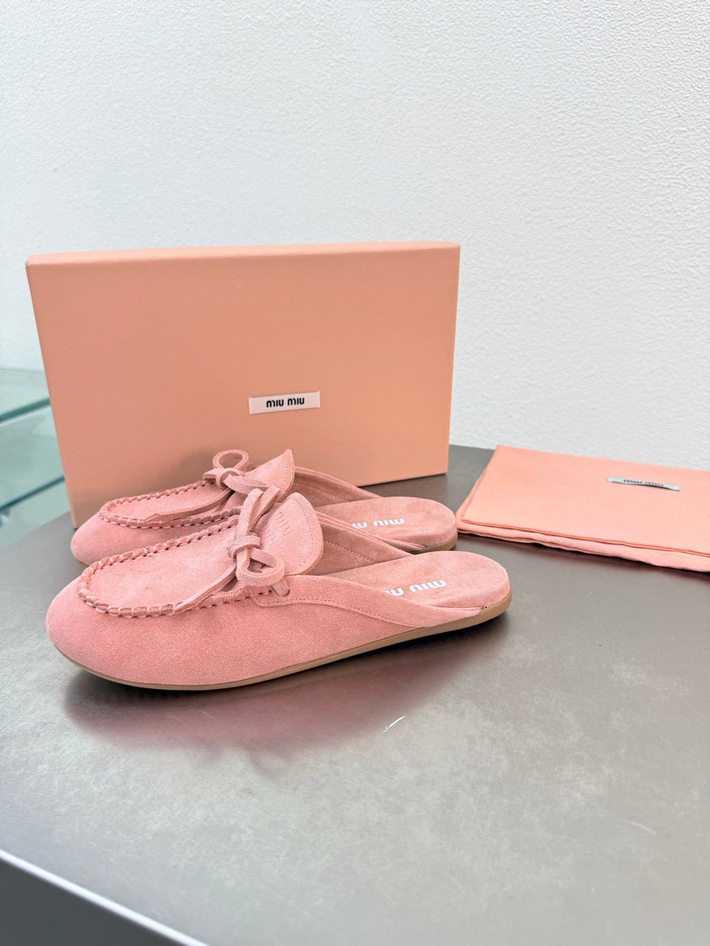 Miu Logo Mule Pink Suede 693521