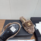 Chanel 25 Slipper Brown Smooth Lambwool 465600