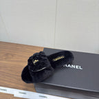 Chanel 25 Slipper black Smooth Lambwool 465602