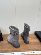 Chanel 25 Boot Grey Suede