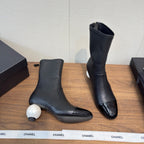 CC 25B Double C Giant Pearl Ankle Boots 50mm Black Sheepskin 465702