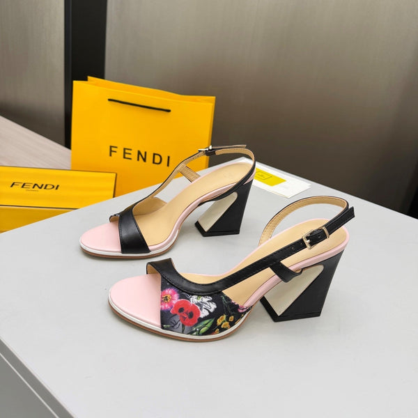 Fendi 26s Arco 9cm Black Pink Cotton Cowhide 675964