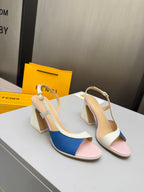 Fendi 26s Arco 9cm Pink Blue Cotton Cowhide 675968
