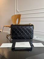 Mini Flap 22cm Black Lambskin Gold Hardware