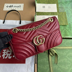 gg marmont 26cm dark red calfskin gold hardware