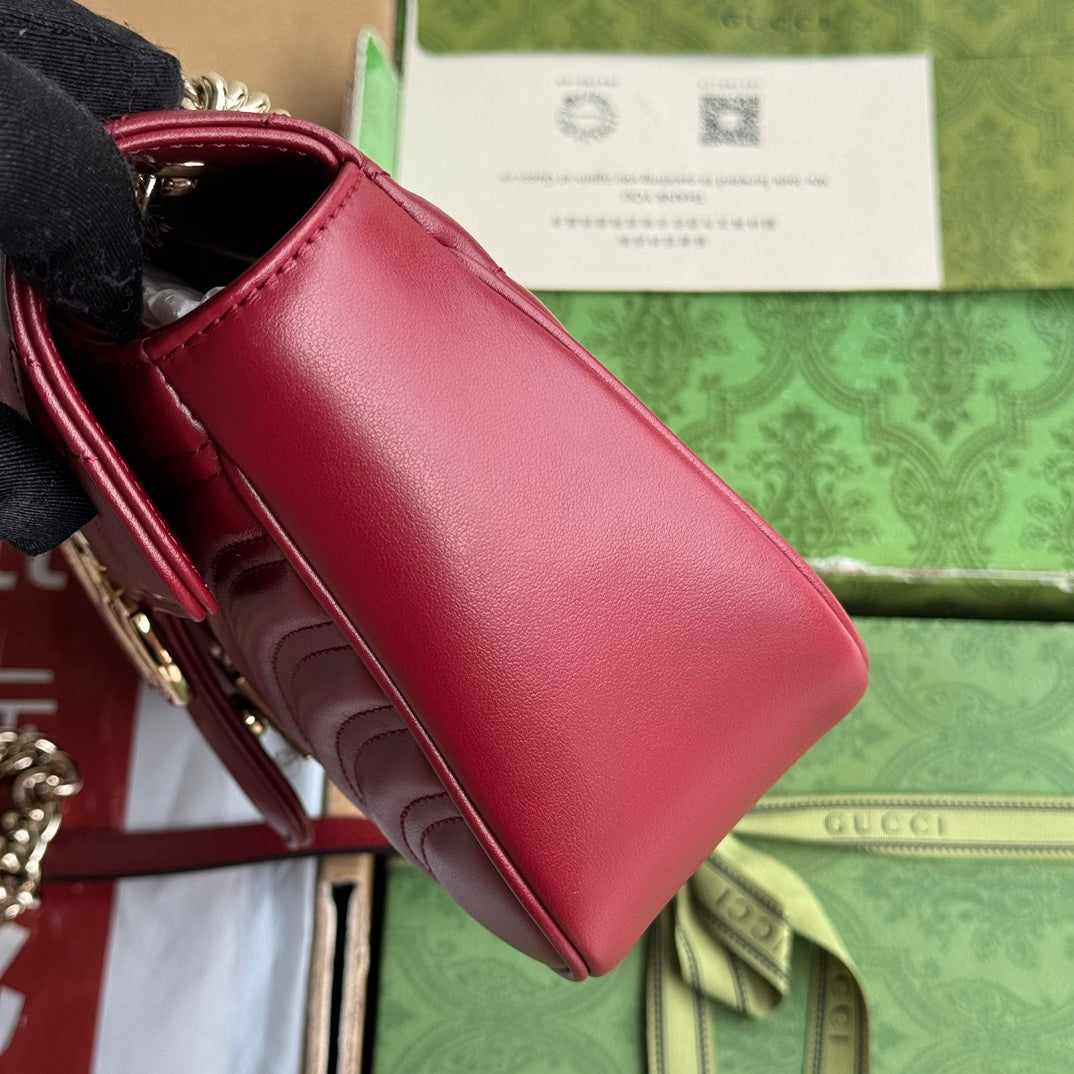 gg marmont 26cm dark red calfskin gold hardware