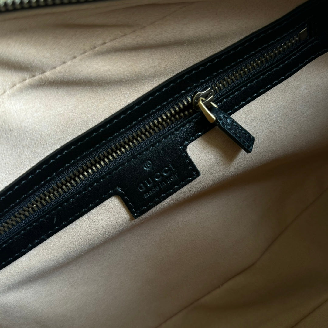 gg marmont medium top handle 35cm black calfskin gold hardware