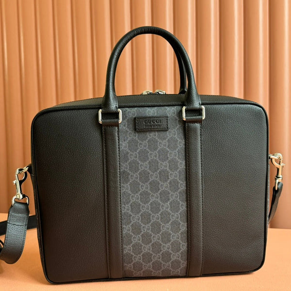 Gucci Briefcase 36.5cm Black Leather Canvas 239949