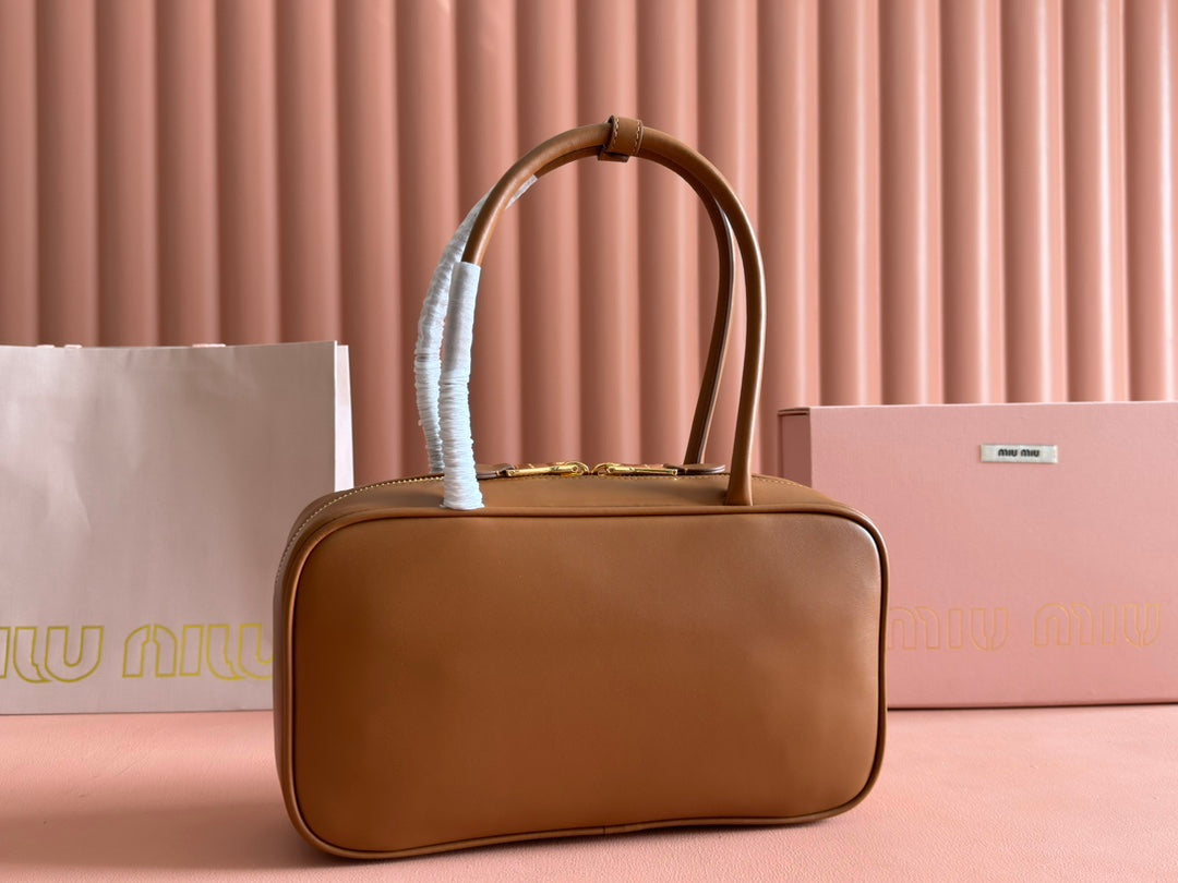 Miu Beau Top-Handle Bag 29 Brown Leather 239692