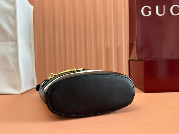 Gucci 73 Mini Bucket Bag Black White Leather Canvas 239679