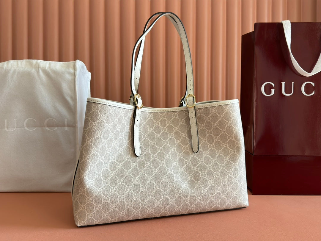 Gucci Ophidia 38cm Bag Beige White Canvas 244550