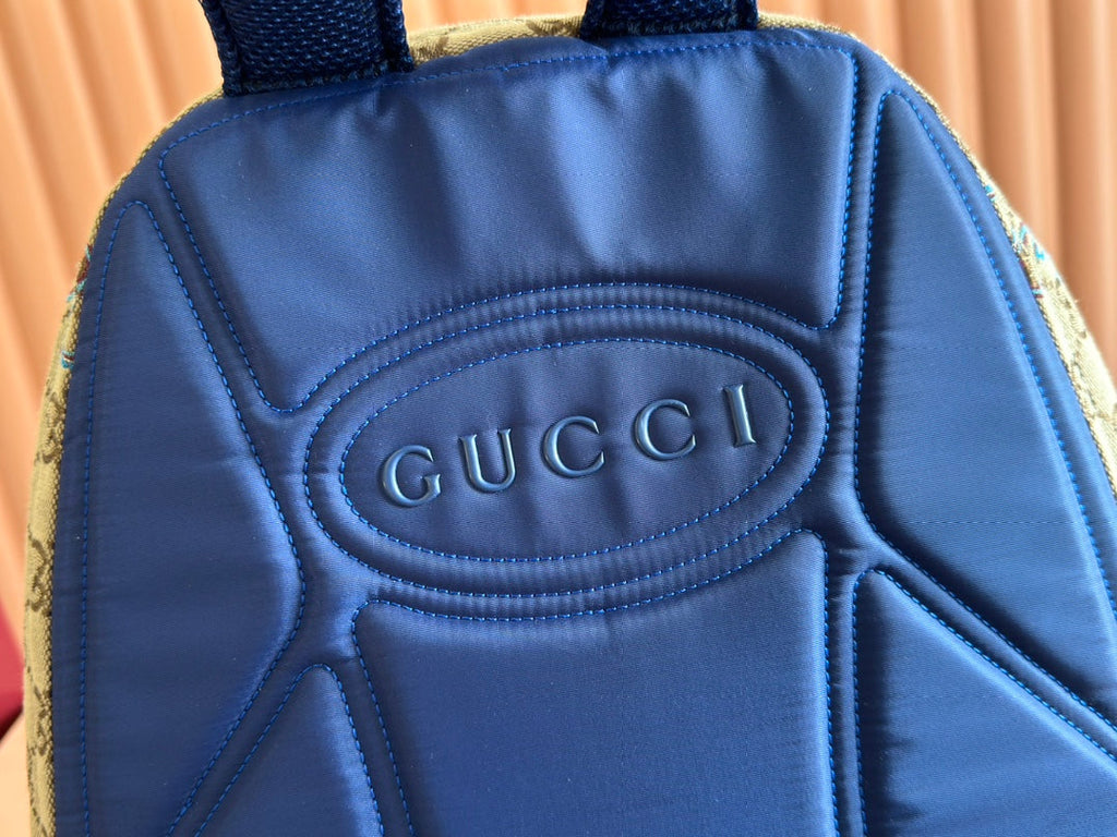 Gucci Snake Pattern Backpack Beige mix Brown Blue Calfskin Canvas 244338