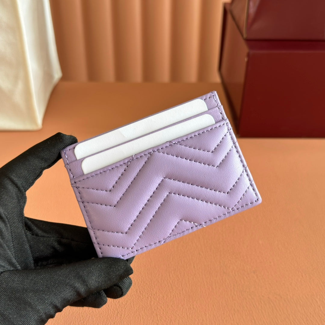 Gucci Marmont Card Wallet Purple Calfskin 254960