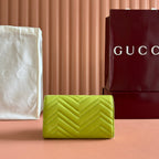Gucci Marmont Chain Wallet Green Cowhide 254974