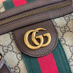 GG Savoy Medium Duffle Bag Brown Beige Leather