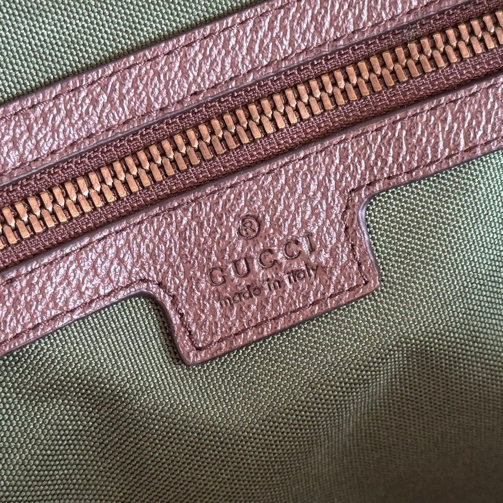 GG Savoy Medium Duffle Bag Brown Beige Leather