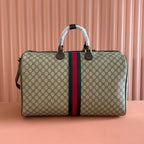 GG Savoy Medium Duffle Bag Brown Beige Leather