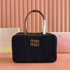 Miu Beau Large Bag 34cm Dark Blue Cotton 257979